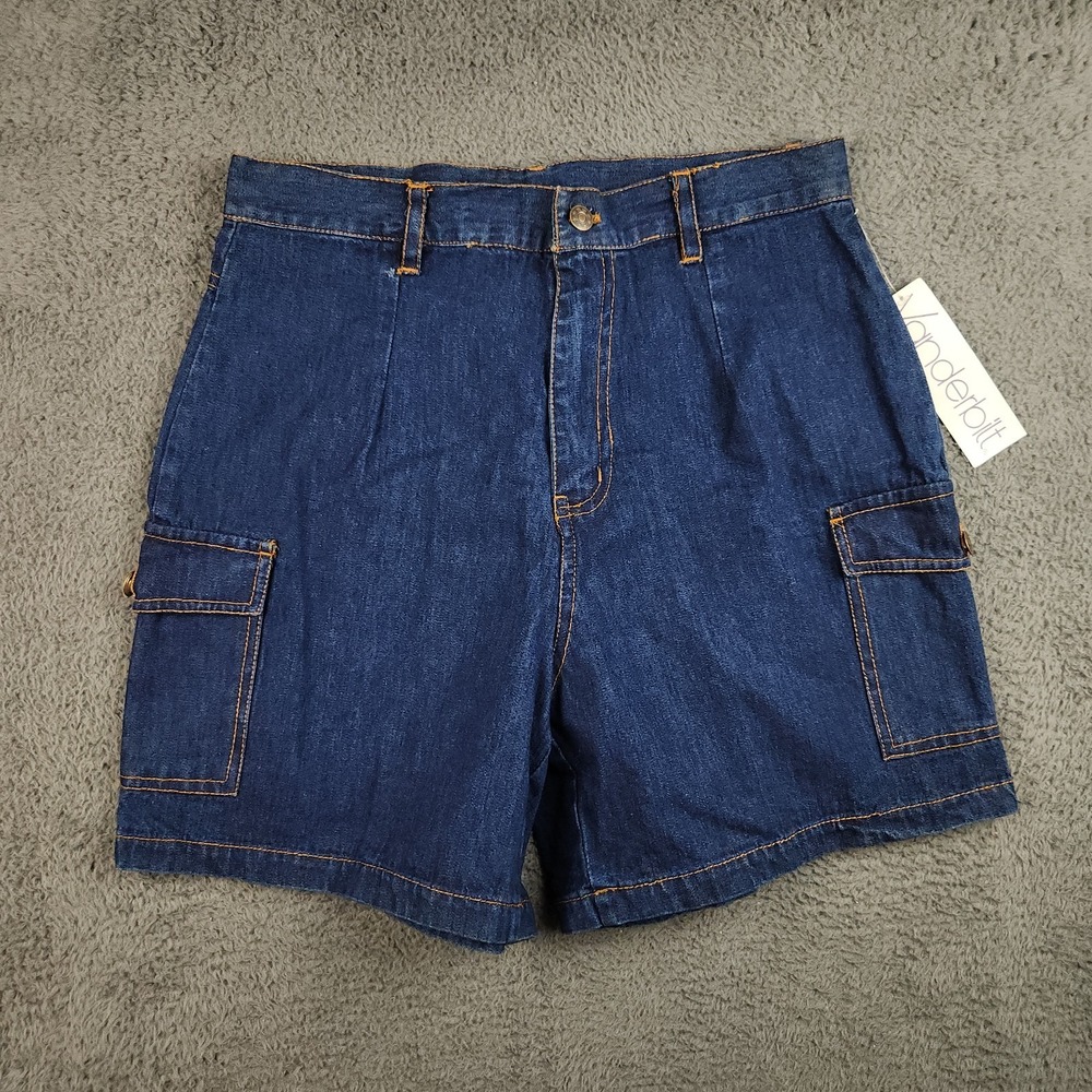 Vintage High Waist Blue Denim‎ Shorts Womens 10 W30 Wide Leg Bareback Deadstock